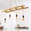Canazei Hanglamp Bruin, Hout licht, Zwart, 4-lichts