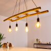 Canazei Hanglamp Bruin, Hout licht, Zwart, 4-lichts