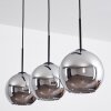 Koyoto  Plafondlamp Glas 20 cm Chroom, Rookkleurig, 3-lichts
