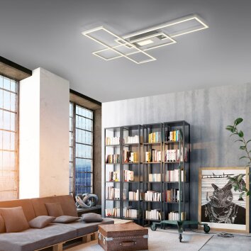 Leuchten-Direkt ASMIN Plafondlamp LED Staal geborsteld, 1-licht, Afstandsbediening