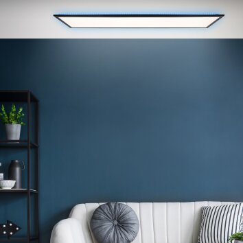 Brilliant Everett Plafondpaneel LED Zwart, 1-licht, Afstandsbediening, Kleurwisselaar