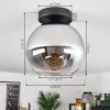 Koyoto  Plafondlamp Glas 20 cm Chroom, Duidelijk, Rookkleurig, 1-licht