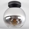 Koyoto  Plafondlamp Glas 20 cm Chroom, Duidelijk, Rookkleurig, 1-licht