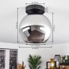 Koyoto  Plafondlamp Glas 20 cm Chroom, Rookkleurig, 1-licht
