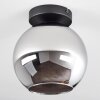Koyoto  Plafondlamp Glas 20 cm Chroom, Rookkleurig, 1-licht