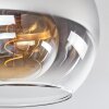 Koyoto  Plafondlamp Glas 25 cm Chroom, Duidelijk, Rookkleurig, 1-licht