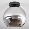 Koyoto  Plafondlamp Glas 25 cm Chroom, Rookkleurig, 1-licht