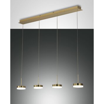 Fabas Luce Dunk Hanglamp LED Messing, 4-lichts
