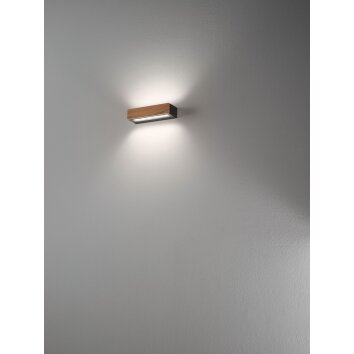 Fabas Luce Hazel Muurlamp LED Hout donker, Zwart, 1-licht