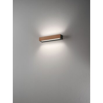 Fabas Luce Hazel Muurlamp LED Hout donker, Zwart, 1-licht