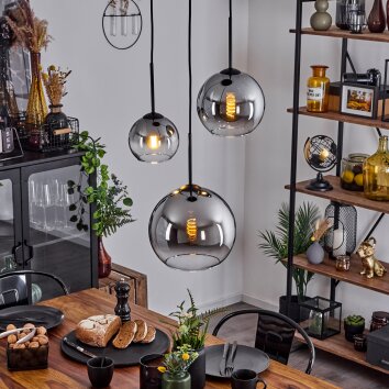 Koyoto  Hanger Glas 15 cm, 20 cm, 25 cm Chroom, Duidelijk, Rookkleurig, 3-lichts