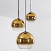 Koyoto  Hanger Glas 20 cm, 25 cm, 30cm Goud, Duidelijk, 3-lichts