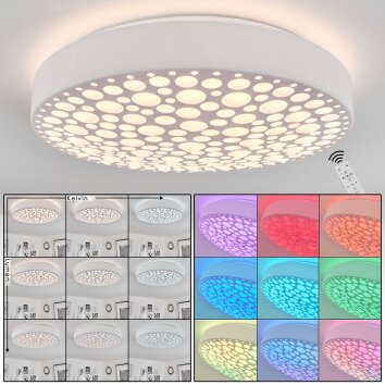 Agodim Plafondlamp LED Wit, 1-licht, Afstandsbediening, Kleurwisselaar