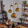 Koyoto  Hanger Glas 15 cm, 20 cm, 25 cm, 30cm Goud, Duidelijk, 5-lichts