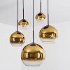 Koyoto  Hanger Glas 15 cm, 20 cm, 25 cm, 30cm Goud, Duidelijk, 5-lichts