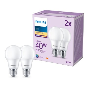 Philips Classic Set van 2 LED E27 4,9 watt 2700 kelvin 470 lumen