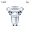 Philips Klassiek Set van 6 LED GU10 3,5 Watt 2700 Kelvin 255 Lumen
