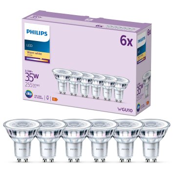 Philips Klassiek Set van 6 LED GU10 3,5 Watt 2700 Kelvin 255 Lumen