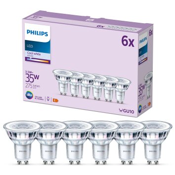 Philips Klassiek Set van 6 LED GU10 3,5 Watt 4000 Kelvin 275 Lumen
