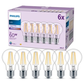 Philips Klassiek Set van 6 LED E27 7 Watt 4000 Kelvin 850 Lumen