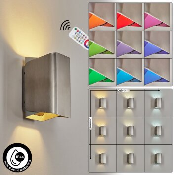 Bafueiras Buiten muurverlichting LED Nikkel mat, Wit, 1-licht, Afstandsbediening, Kleurwisselaar