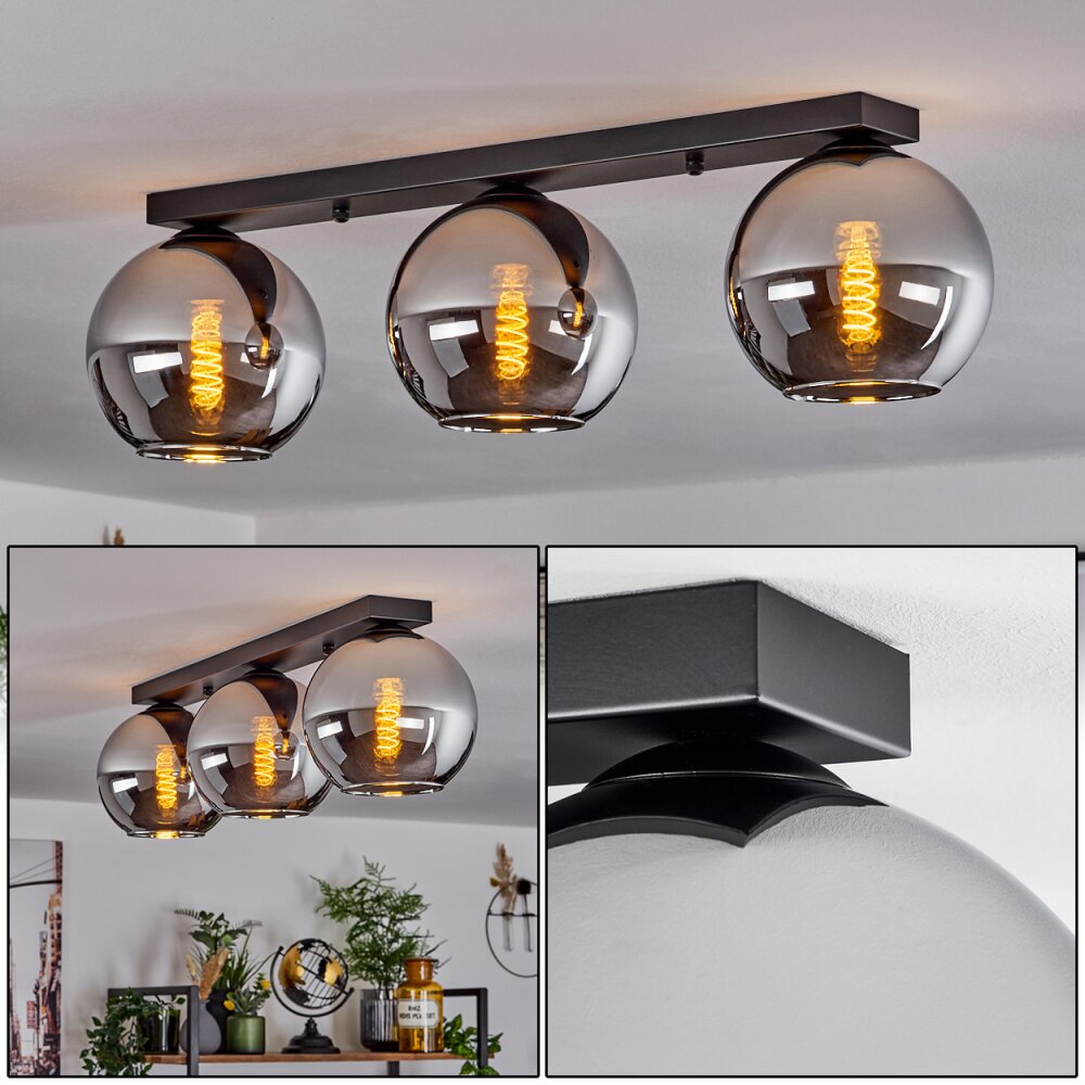 Koyoto Plafondlamp Glas 30 cm Duidelijk, Rookkleurig H3626825