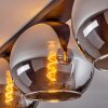Koyoto  Plafondlamp Glas 25 cm Chroom, Rookkleurig, 3-lichts