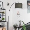 Gualdim Staande lamp Zwart, 1-licht, Stoffen lampenkap