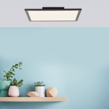 Brilliant Jacinda Plafondpaneel LED Zwart, 1-licht, Afstandsbediening