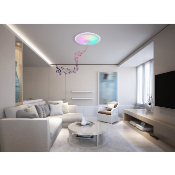 Globo DUNNY Plafondlamp LED Wit, 1-licht, Afstandsbediening, Kleurwisselaar
