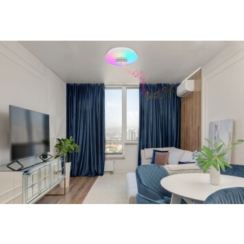 Globo DUNNY Plafondlamp LED Wit, 1-licht, Afstandsbediening, Kleurwisselaar