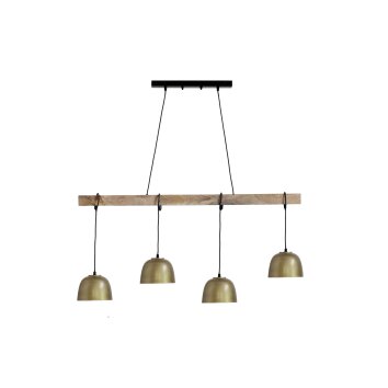 Globo HERMI Hanger Oud messing, Natuurlijke kleuren, 4-lichts