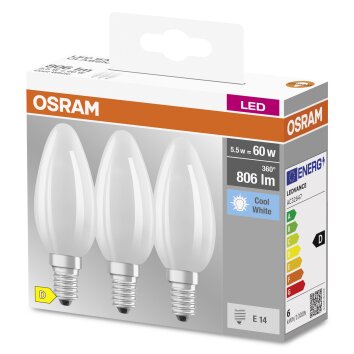 OSRAM CLASSIC B Set van 3 LED E14 5,5 Watt 4000 Kelvin 806 Lumen