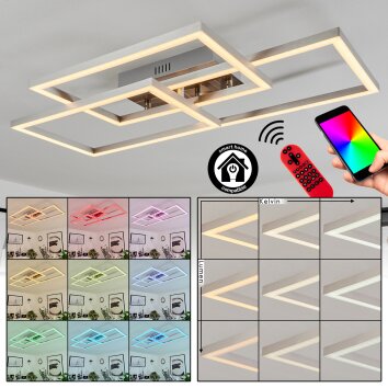 Relous Plafondlamp LED roestvrij staal, 3-lichts, Afstandsbediening, Kleurwisselaar