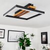 Angtasom Plafondlamp LED houtlook, Zwart, Wit, 1-licht, Afstandsbediening