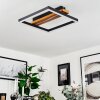 Angtasom Plafondlamp LED houtlook, Zwart, Wit, 1-licht, Afstandsbediening