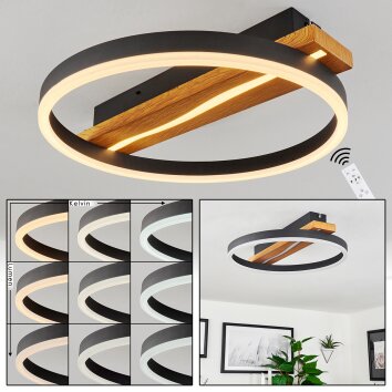 Angtasom Plafondlamp LED Bruin, houtlook, Zwart, 1-licht, Afstandsbediening