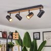 Javel Plafondlamp Bruin, houtlook, Zwart, 4-lichts