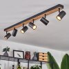 Javel Plafondlamp Bruin, houtlook, Zwart, 6-lichts