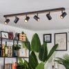 Javel Plafondlamp Bruin, houtlook, Zwart, 6-lichts