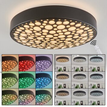 Agodim Plafondlamp LED Zwart, Wit, 1-licht, Afstandsbediening, Kleurwisselaar