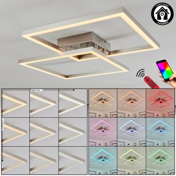 Relous Plafondlamp LED roestvrij staal, 2-lichts, Afstandsbediening, Kleurwisselaar