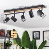 Javel Plafondlamp Bruin, houtlook, Zwart, 5-lichts