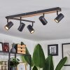 Javel Plafondlamp Bruin, houtlook, Zwart, 5-lichts
