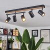 Javel Plafondlamp Bruin, houtlook, Zwart, 5-lichts