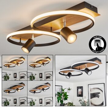 Boim Plafondlamp LED houtlook, Zwart, 3-lichts