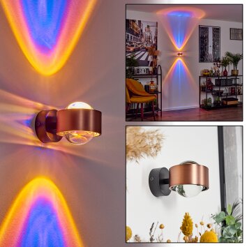 Sapri Muurlamp Koperkleurig, Zwart, 1-licht