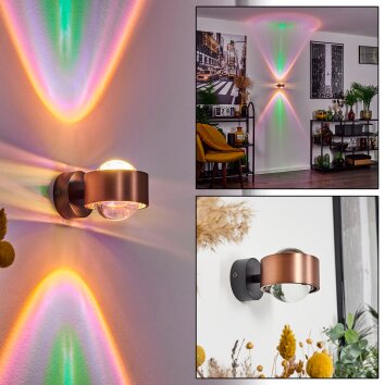 Sapri Muurlamp Koperkleurig, Zwart, 1-licht