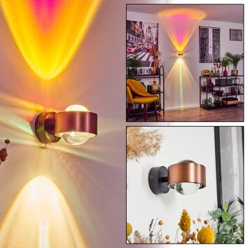 Sapri Muurlamp Koperkleurig, Zwart, 1-licht