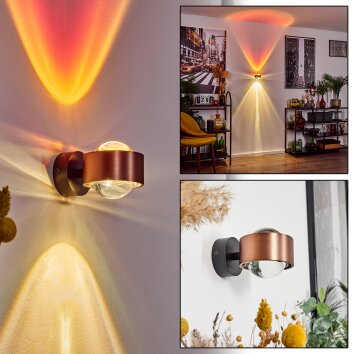 Sapri Muurlamp Koperkleurig, Zwart, 1-licht